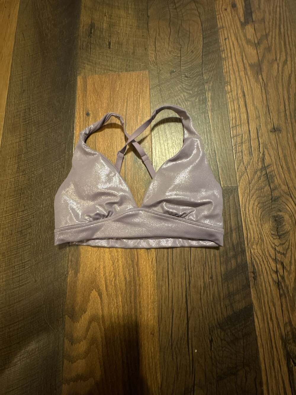 Victoria's Secret PINK Criss-Cross Sports Bra Size XS Purple Metallic